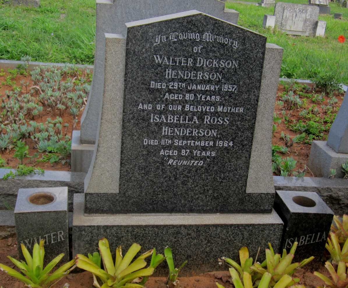 HENDERSON Walter Dickson -1957 &amp; Isabella Ross -1964