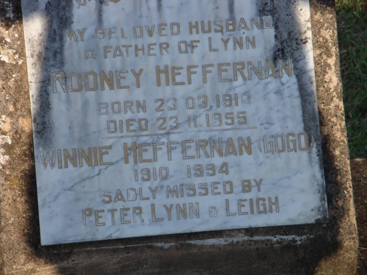 HEFFERNAN Rodney 1910-1955 &amp; Winnie 1910-1994