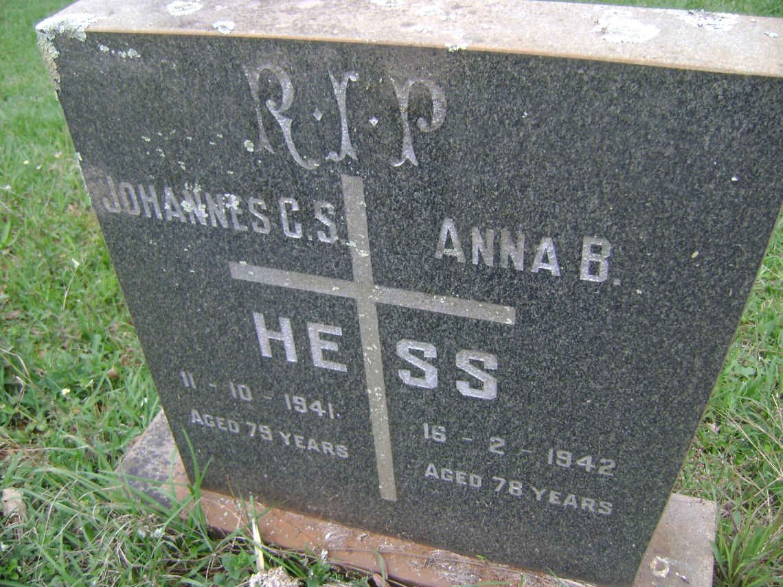 HESS Johannes C.S. -1941 &amp; Anna B. -1942