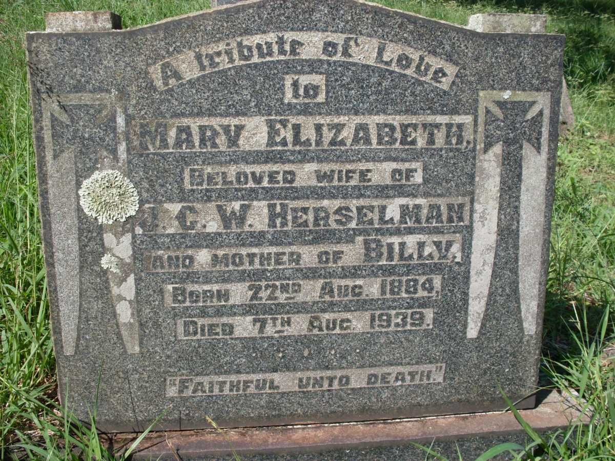HERSELMAN Mary Elizabeth 1884-1939