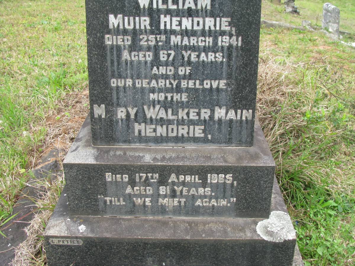HENDRIE William Muir -1941 &amp; Mary Walker Main -1965 :: HENDRIE John 1919-1980
