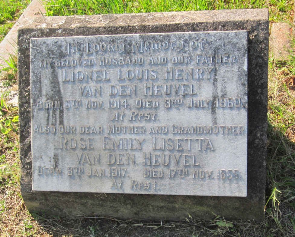 HEUVEL Lionel Louis Henry, van den 1914-1960 &amp; Rose Emily Lisetta 1917-1956