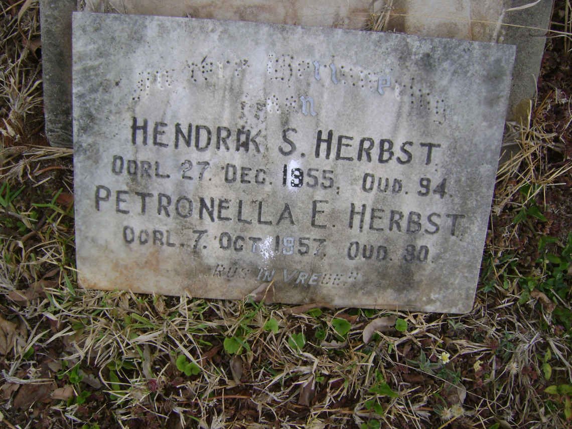 HERBST Hendrik S. -1955 &amp; Petronella E. -1957