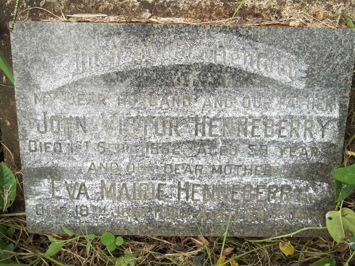 HENNEBERRY John Victor -1962 &amp; Eva Mairie -1986