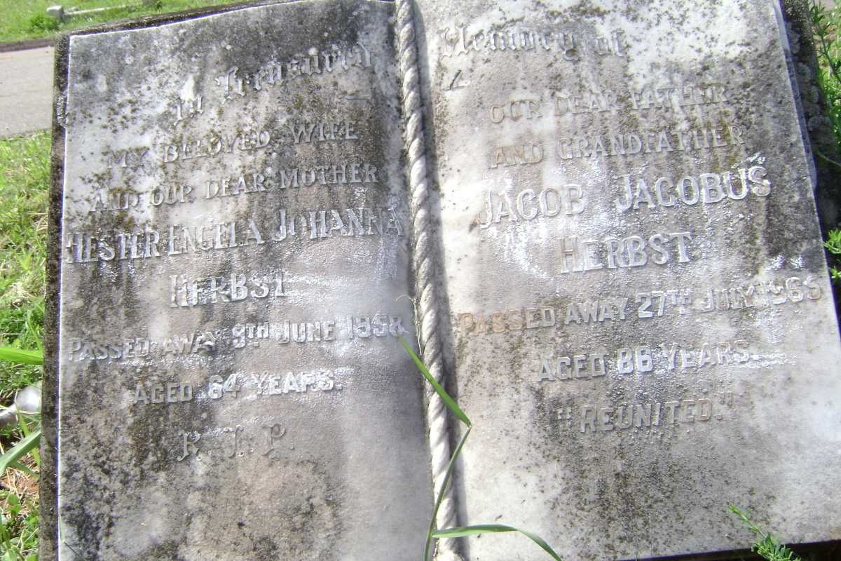 HERBST Jacob Jacobus -1965 &amp; Hester Engela Johanna -1958