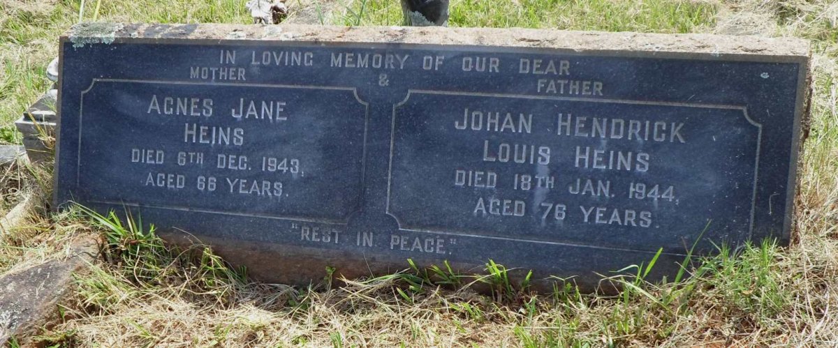 HEINS Johan Hendrick Louis -1944 &amp; Agnes Jane -1943