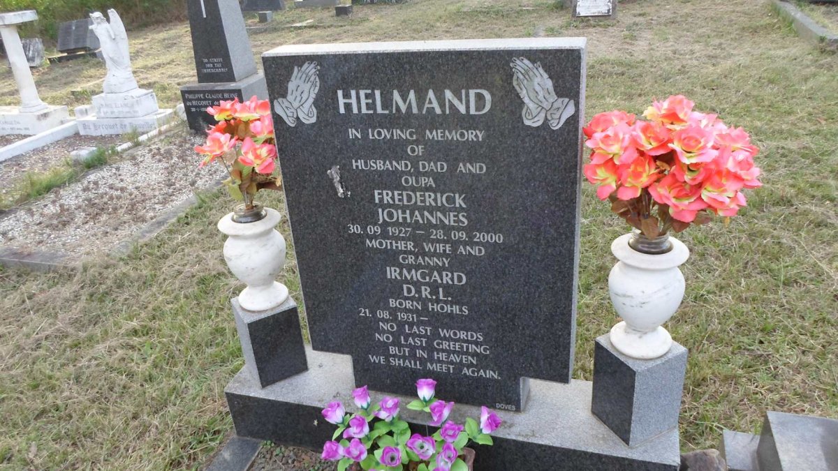 HELMAND Frederick Johannes 1927-2000 &amp; Irmgard D.R.L. HOHLS 1931-