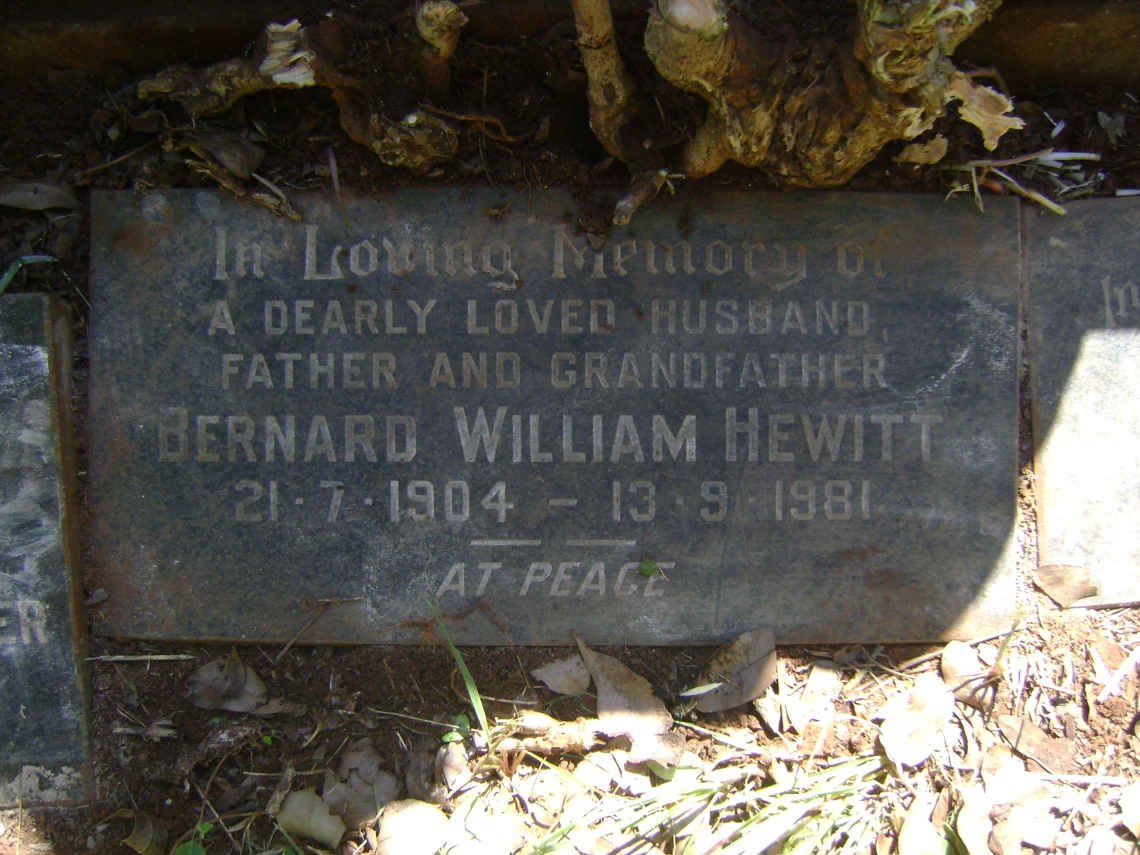 HEWITT Frank -1946 &amp; Florence -1955 :: HEWITT Hilda - 1990 :: HEWITT Bernard William 1904-1981