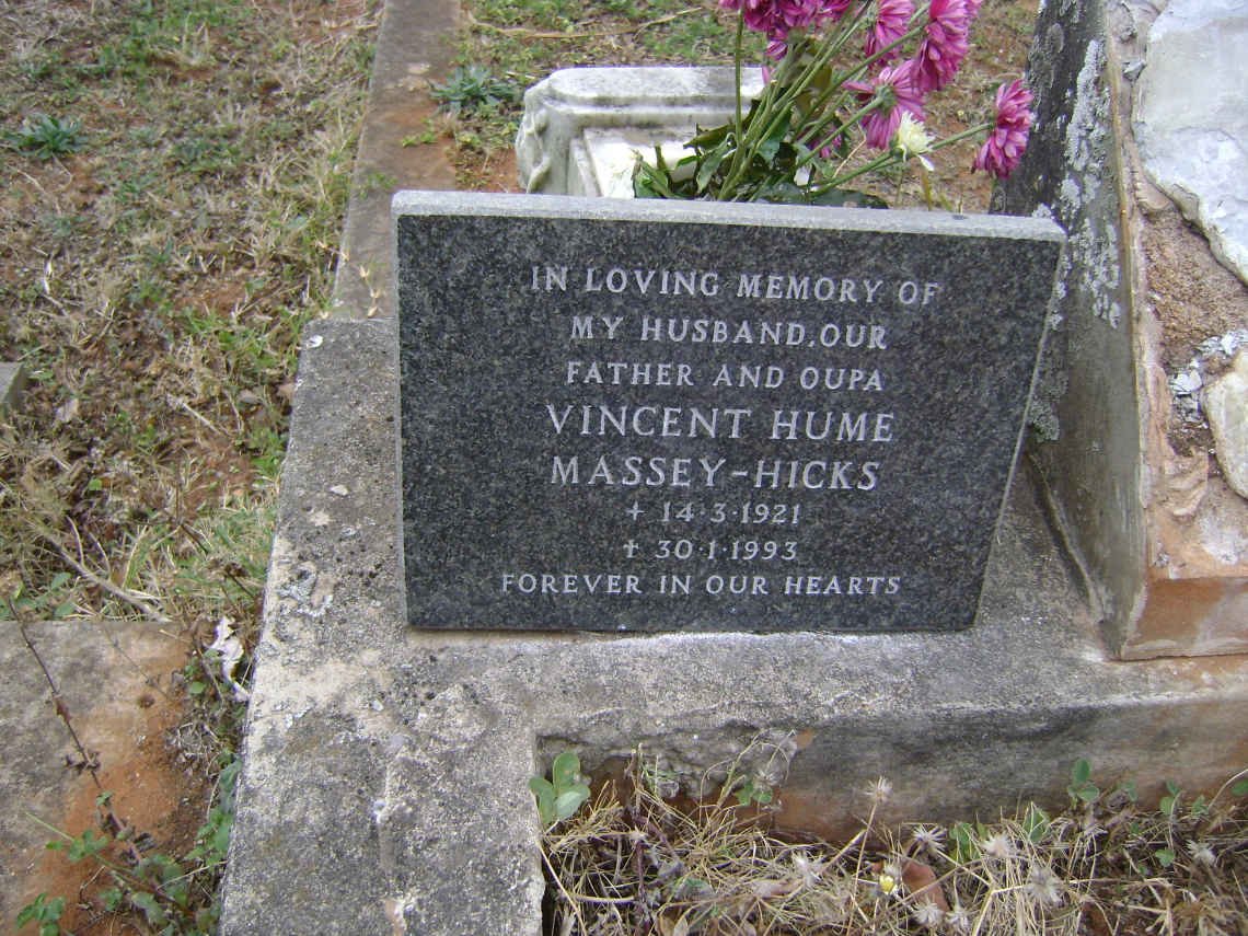 HICKS Vincent Hume, MASSEY 1921-1993