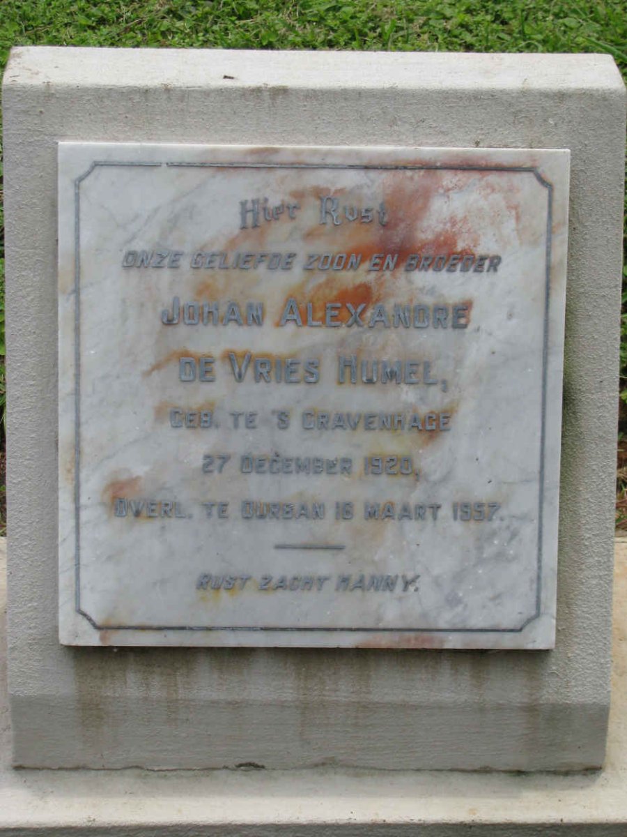 HUMEL Johan Alexandre De Vries 1920-1957