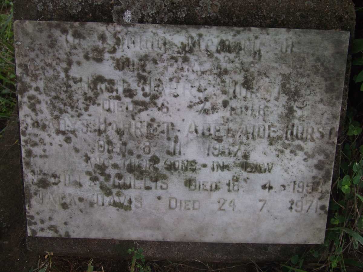 HURST Hugh Harry -1948 &amp;  Gladys Harriet Adelaide -1957 ::  CULLIS Neville George Dixon -1953 ::  DAVIS Jack -1971