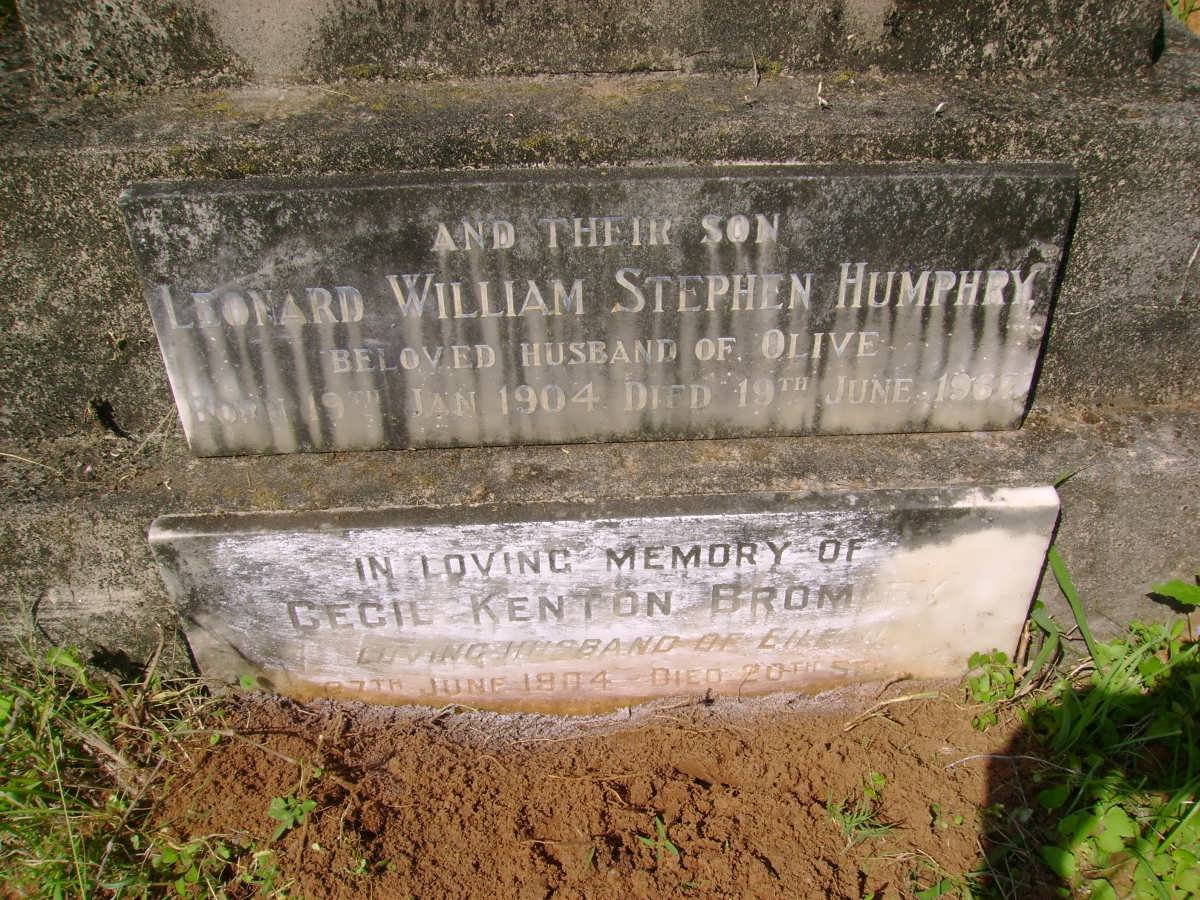 HUMPHRY Leonard William Stephen 1904-1961 :: BROMLEY Cecil Keaton 1904-1975