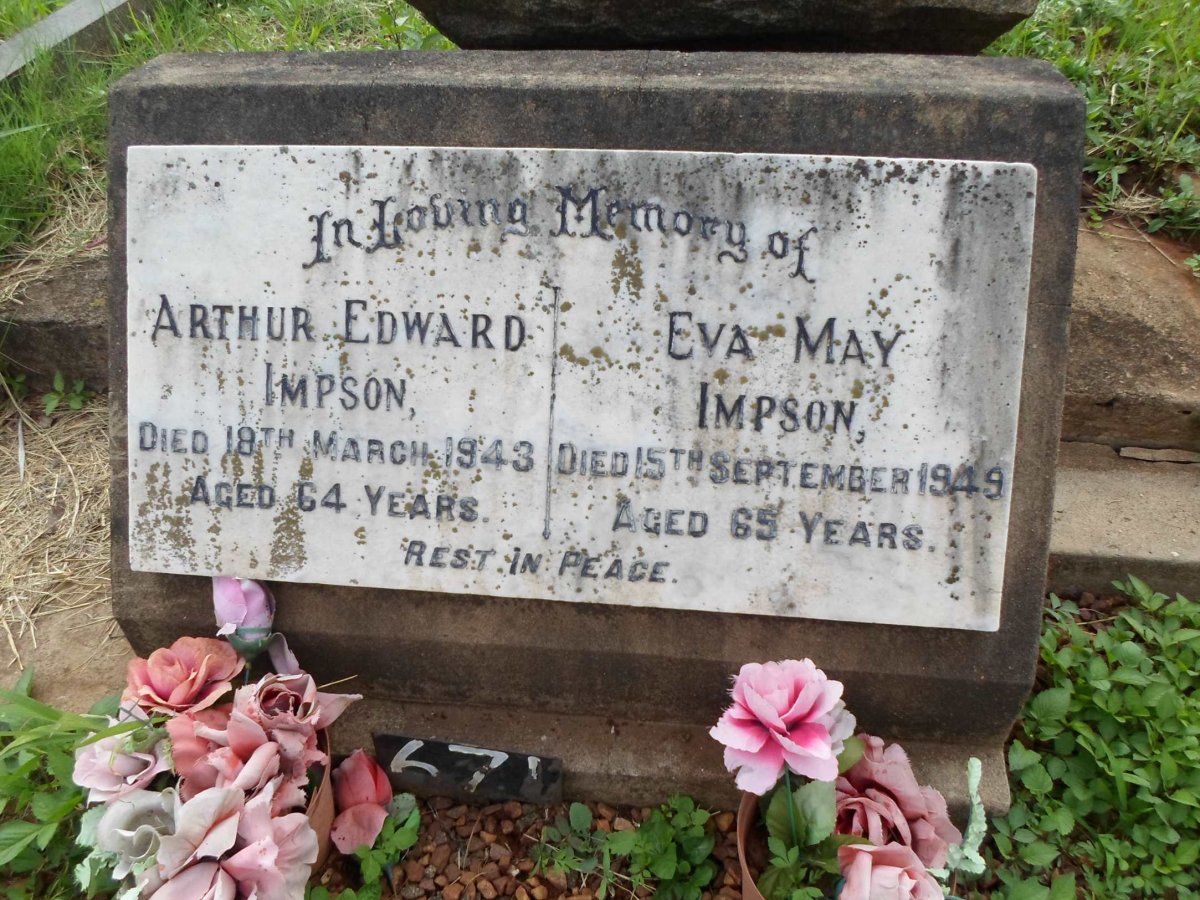 IMPSON Arthur Edward -1943 &amp; Eva May -1949