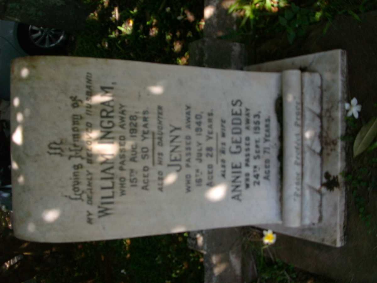 INGRAM William -1928 &amp; Annie Geddes -1953 :: INGRAM Jenny -1940