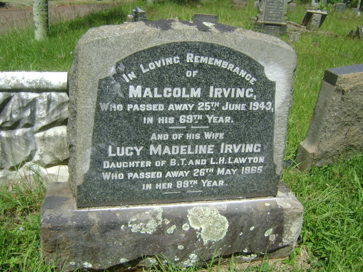 IRVING Malcolm -1943 &amp; Lucy Madeline LAWTON -1965