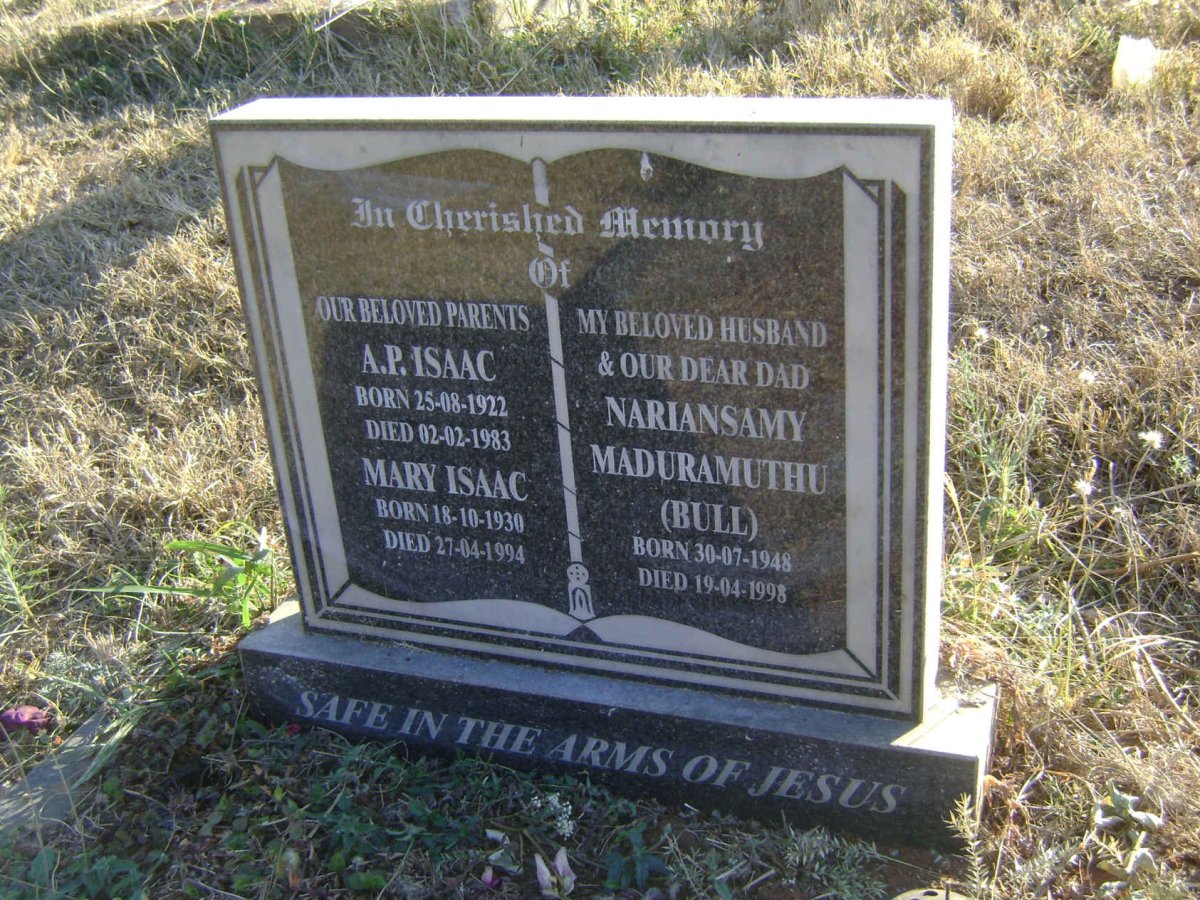 ISAAC A.P. 1922-1983 &amp; Mary 1930-1994 :: MADURAMUTHA Naransamy 1948-1998