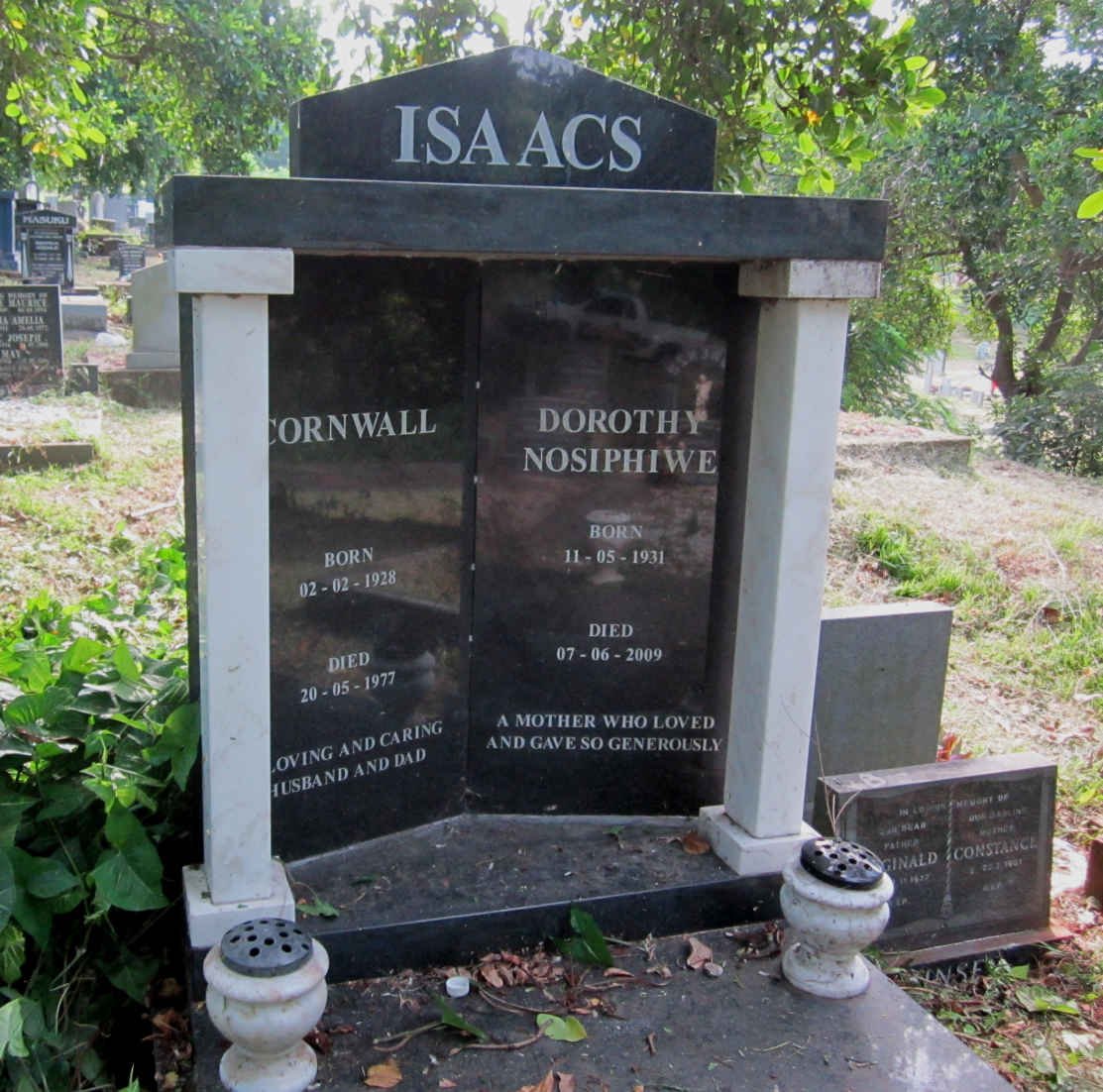 ISAACS Cornwall 1928-1977 &amp; Dorothy Nosiphiwe 1931-2009