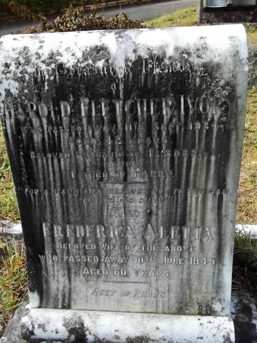 IVORY Harold Fletcher -1934 &amp; Frederica Aletta -1945