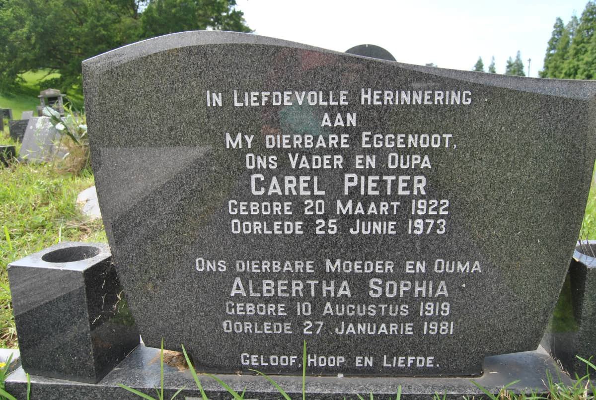 JAGER Carel Pieter, de 1922-1973 &amp; Albertha Sophia 1919-1981