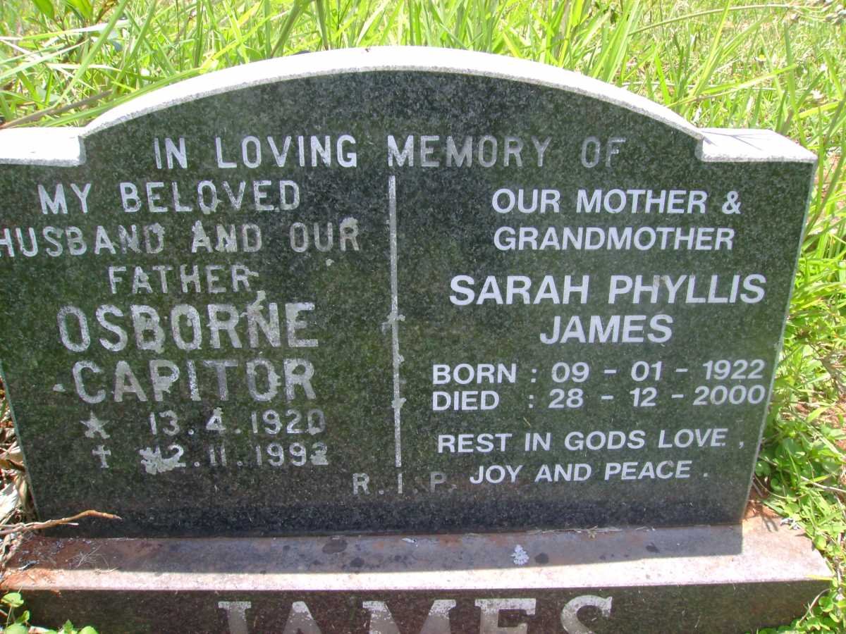 JAMES Osborne Capitor 1920-1993 &amp; Sarah Phyllis 1922-2000 