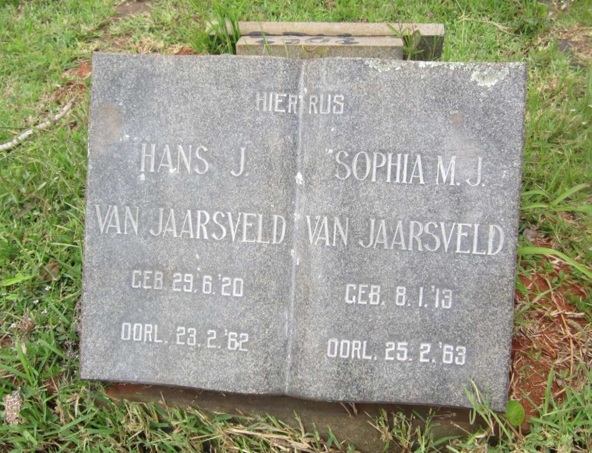 JAARSVELD Hans J., van 1920-1962 &amp; Sophia M.J. 1913-1963