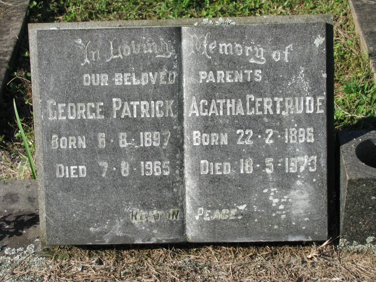 JAMES George Patrick 1897-1965 &amp; Agatha Gertrude 1896-1973