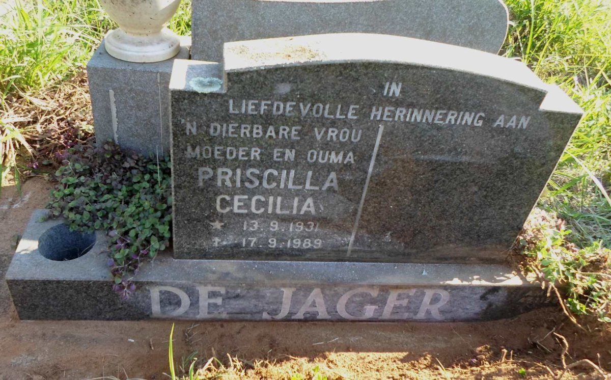 JAGER Priscilla Cecilia, de 1931-1989