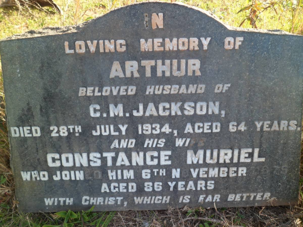 JACKSON Arthur -1934 &amp; Constance Muriel -1975