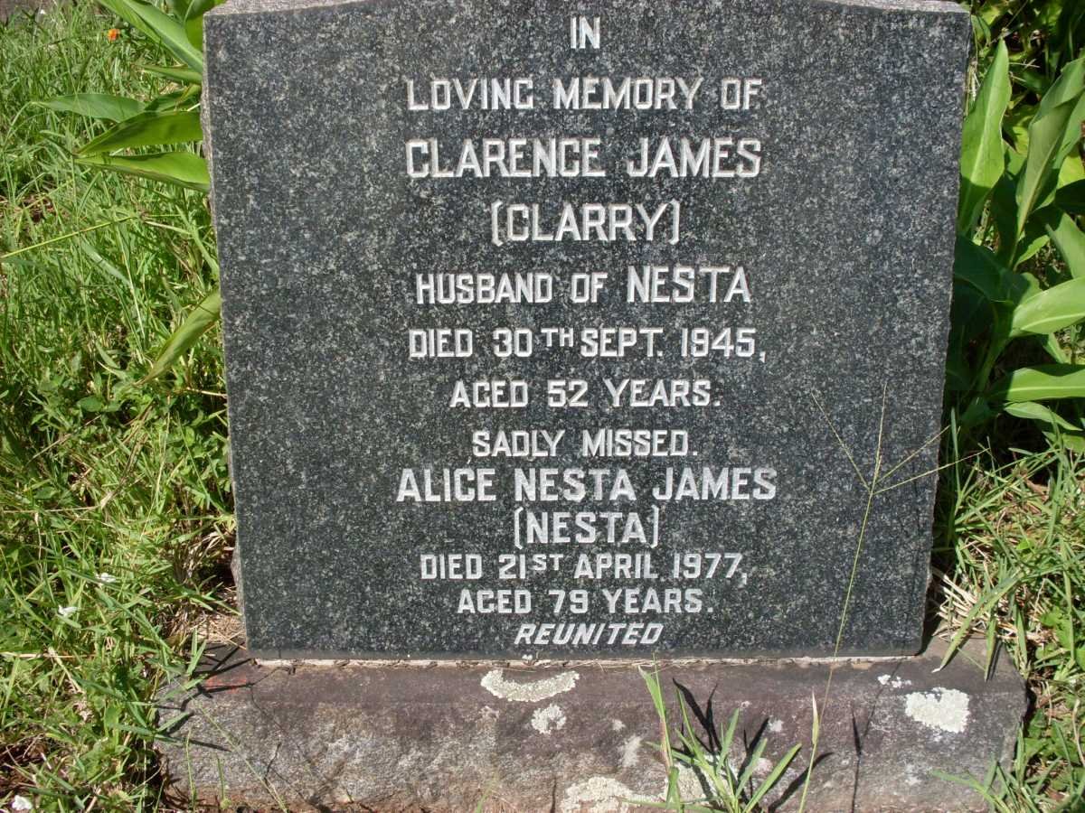 JAMES Clarence -1945 &amp; Alice Nesta -1977