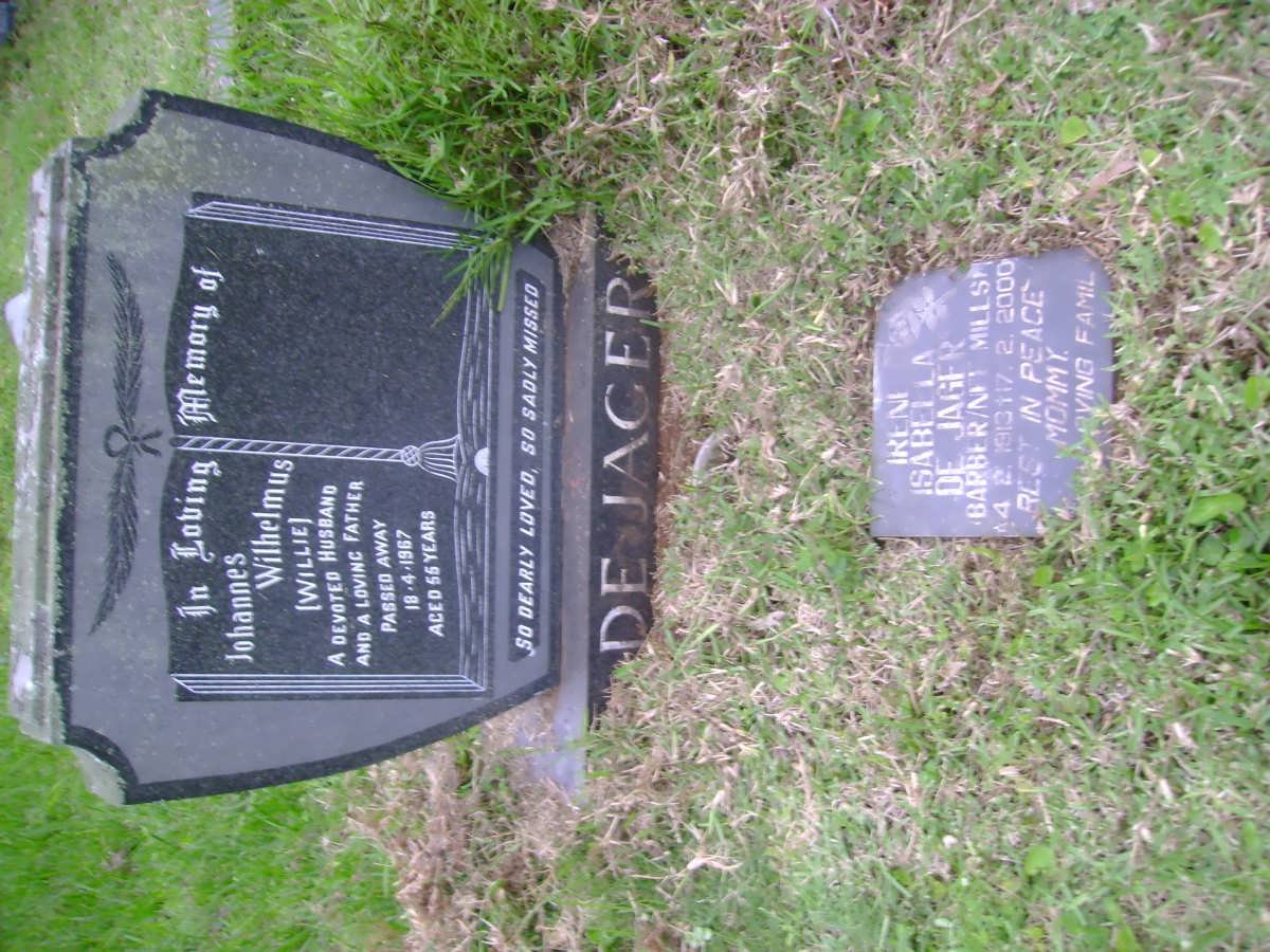 JAGER Johannes Wilhelmus, de  -1967 &amp; Irene Isabella formerly BARBER nee MILLS 1913-2000