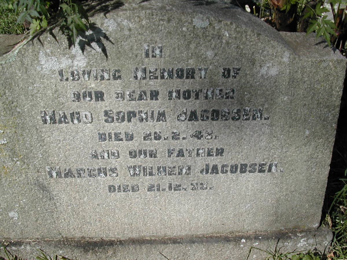 JACOBSEN Marcus Wilhem -1933 &amp; Maud Sophia -1946