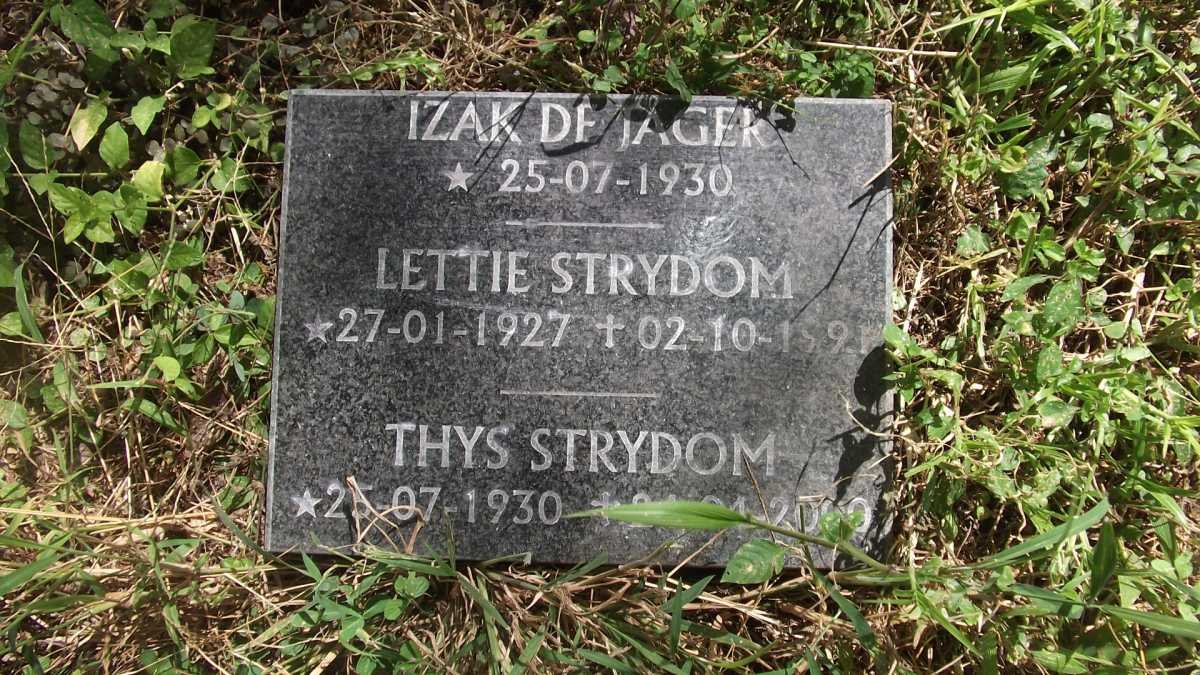 JAGER Izak, de 1930- :: STRYDOM Thys 1930-2000 &amp; Lettie 1927-1991