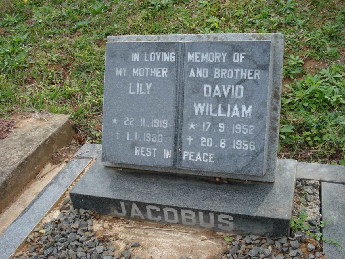JACOBUS Lily 1919-1980 :: JACOBUS David William 1952-1956
