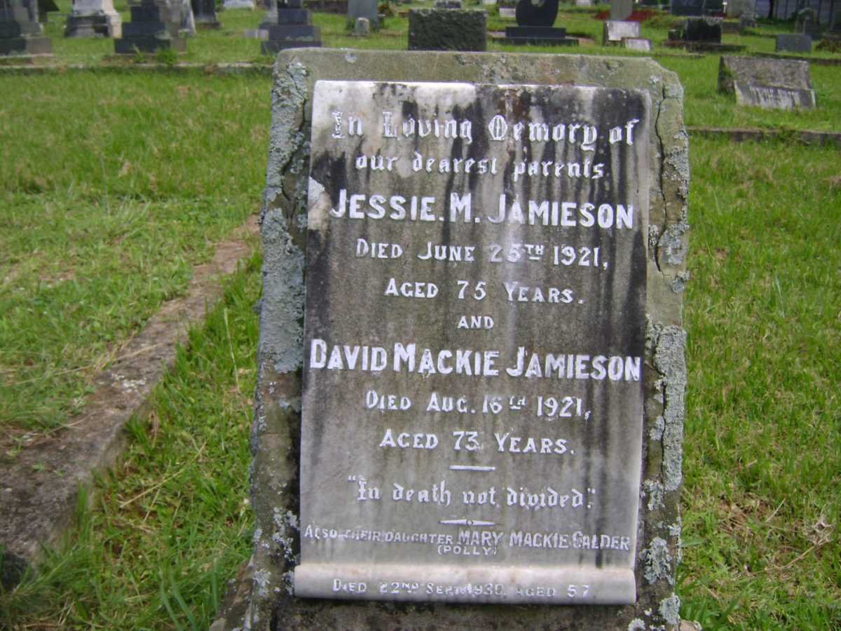 JAMIESON David Mackie -1921 &amp; Jessie M. -1921 :: CALDER Mary Mackie -1930