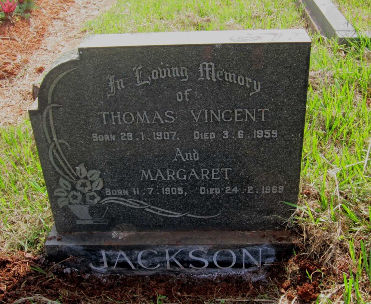 JACKSON Thomas Vincent 1907-1959 &amp; Margaret 1905-1969