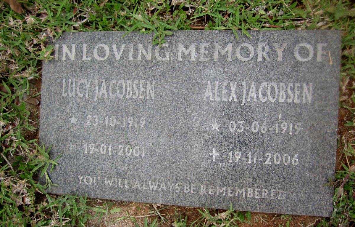 JACOBSEN Alex 1919-2006 &amp; Lucy 1919-2001
