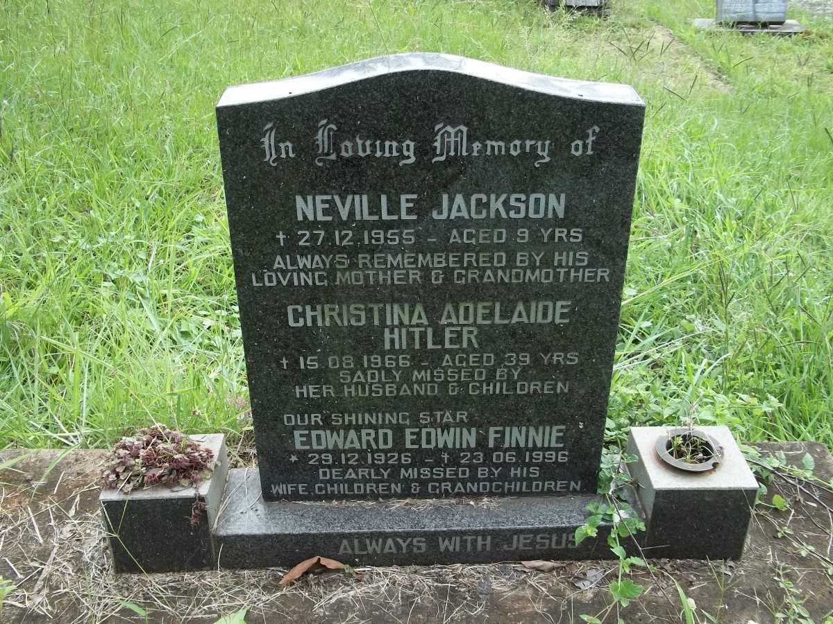 JACKSON Neville -1955 :: HITLER Christine Adelaide -1966 :: FINNIE Edward Edwin 1926-1996