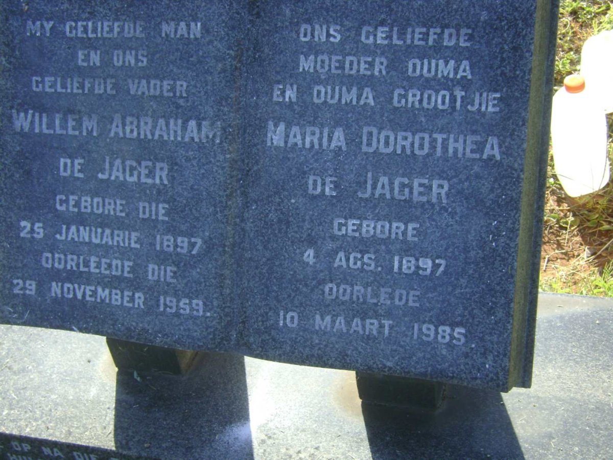 JAGER Willem Abraham, de 1897-1959 &amp; Maria Dorothea 1897-1985