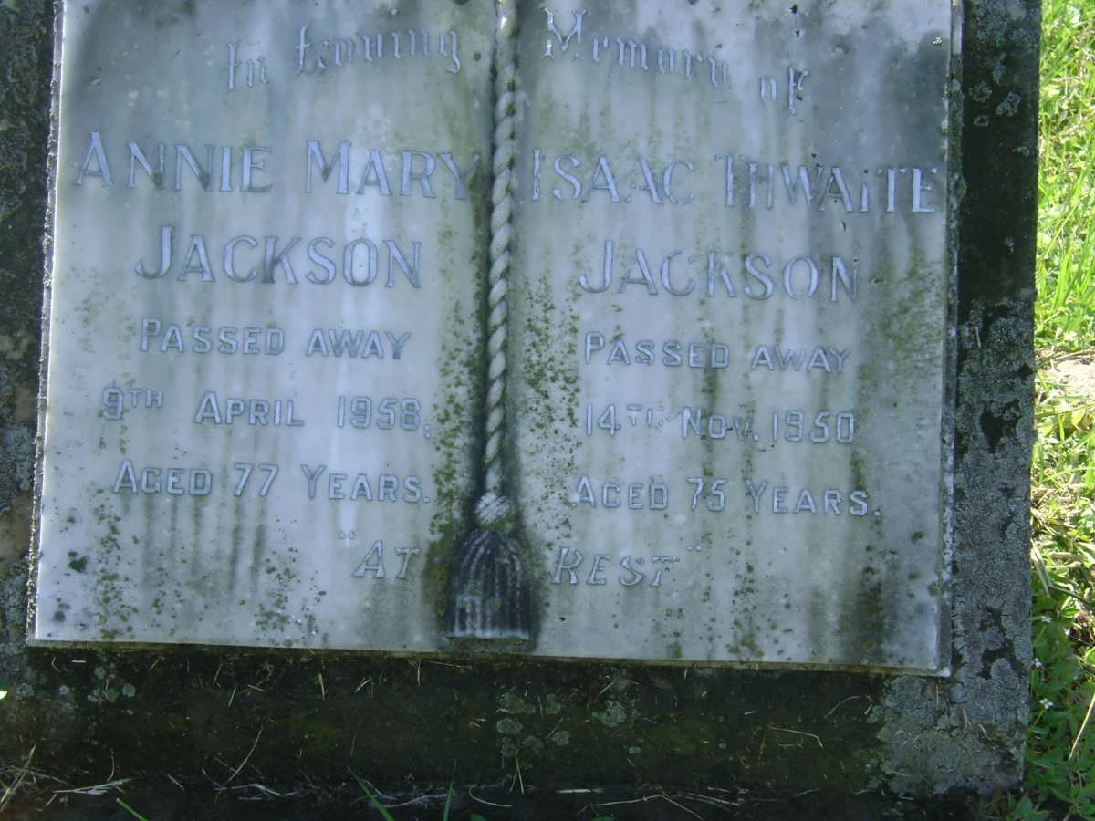 JACKSON Isaac Thwaite -1950 &amp; Annie Mary -1958