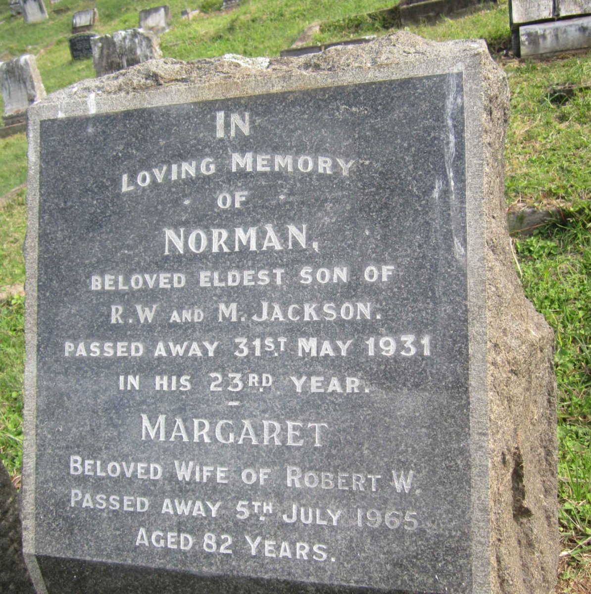 JACKSON Norman -1931 :: JACKSON Margaret -1965