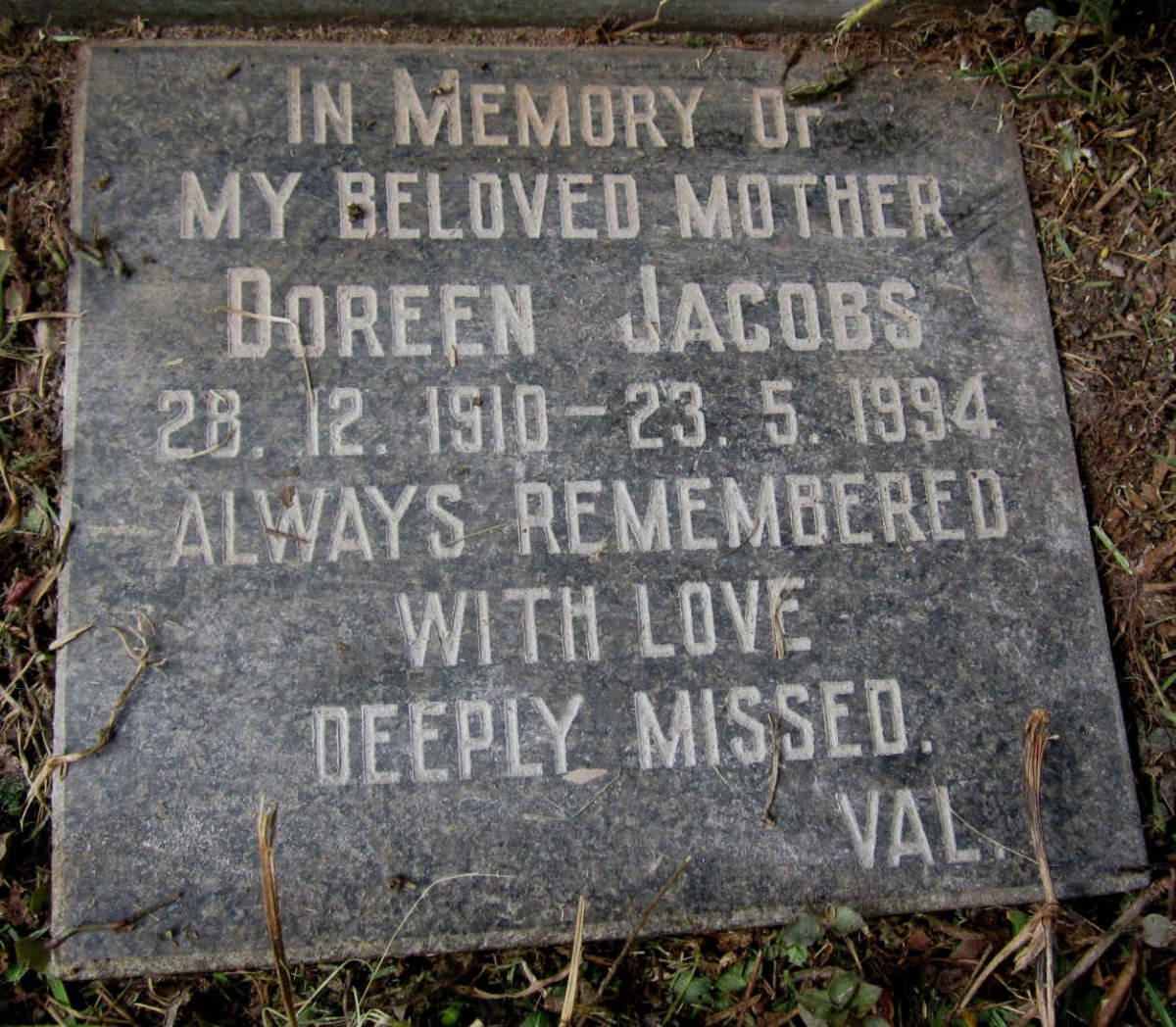 JACOBS Doreen 1910-1994