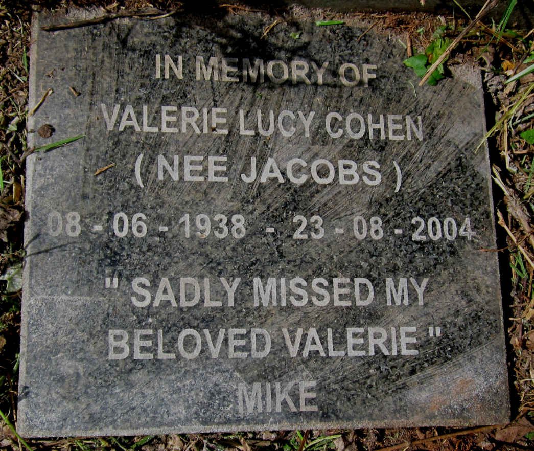 COHEN Valerie Lucy nee JACOBS 1938-2004