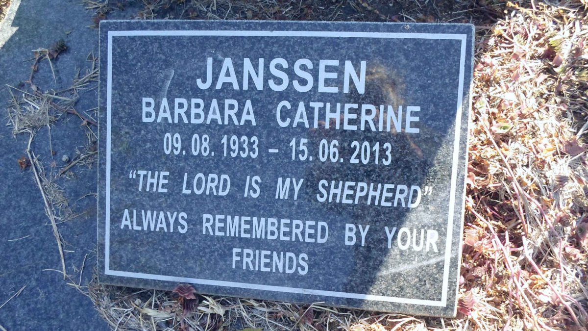JANSSEN Barbara Catherine 1933-2013