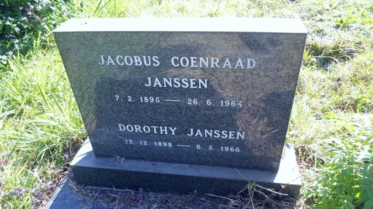 JANSSEN Jacobus Coenraad 1895-1964 &amp; Dorothy 1898-1966
