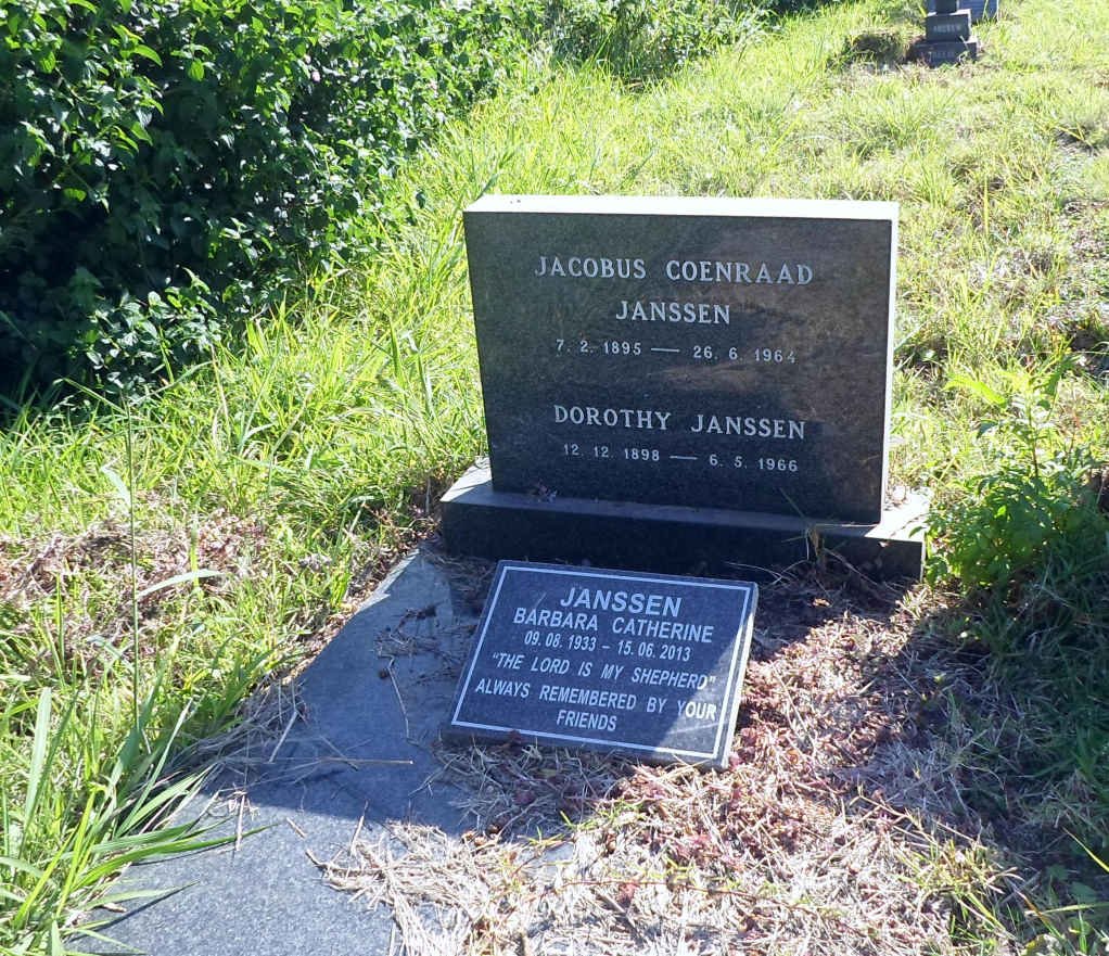 JANSSEN Jacobus Coenraad 1895-1964 &amp; Dorothy 1898-1966 :: JANSSEN Barbara Catherine 1933-2013