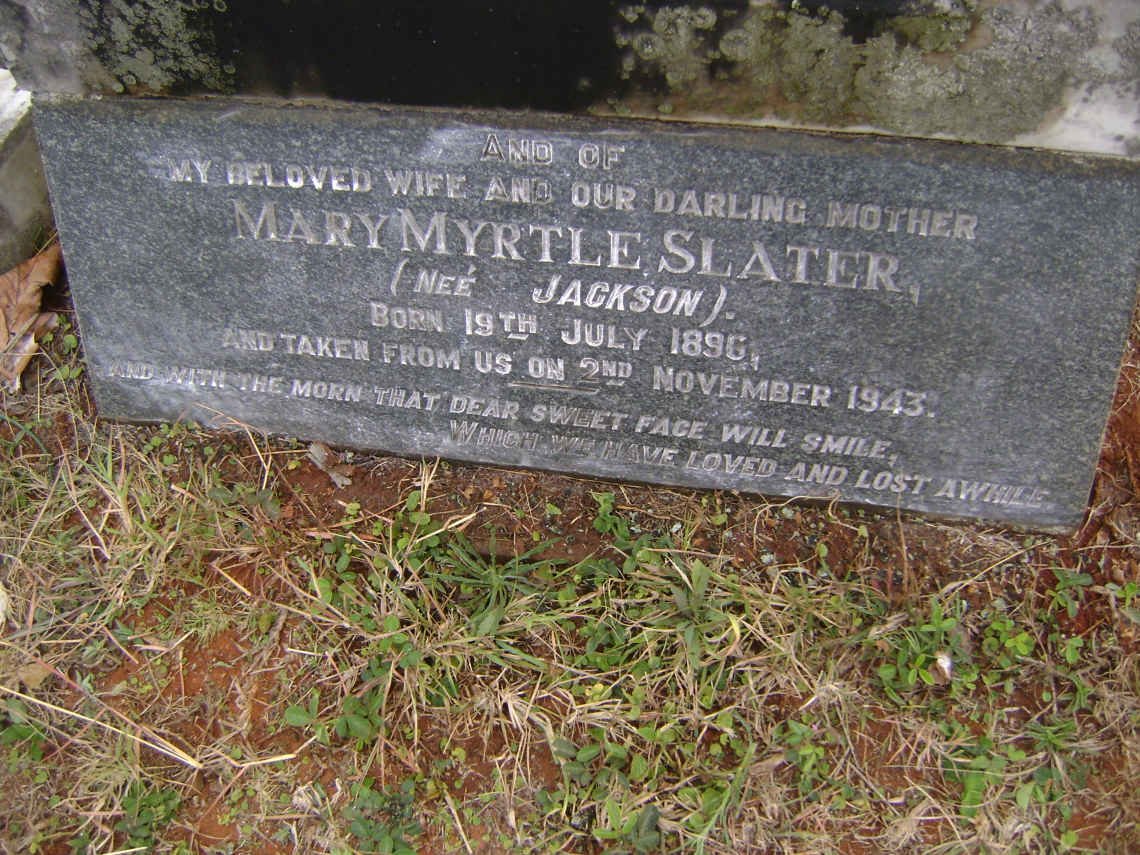 JACKSON Olof Samuel 1895-1942 :: SLATER Mary Myrtle nee JACKSON 1896-1943