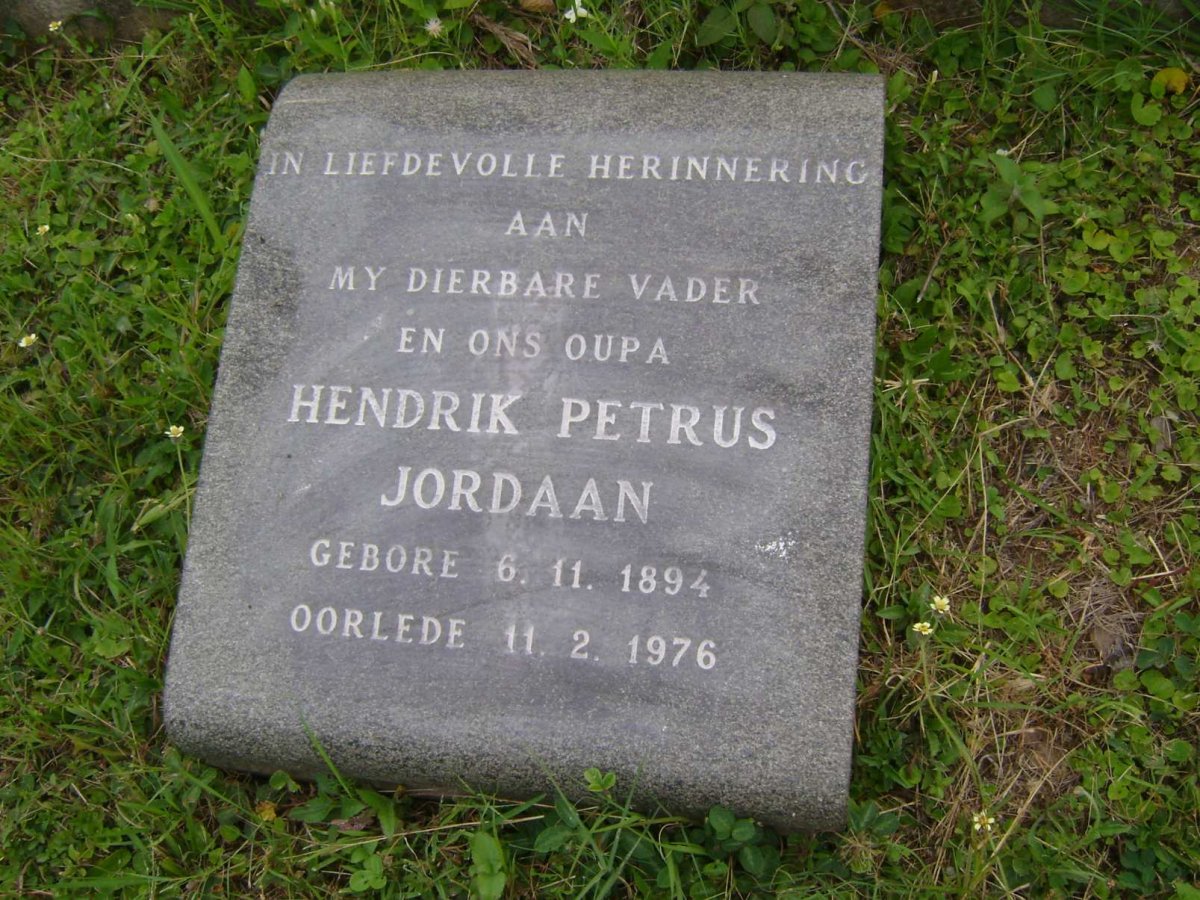 JORDAAN Hendrik Petrus 1894-1976