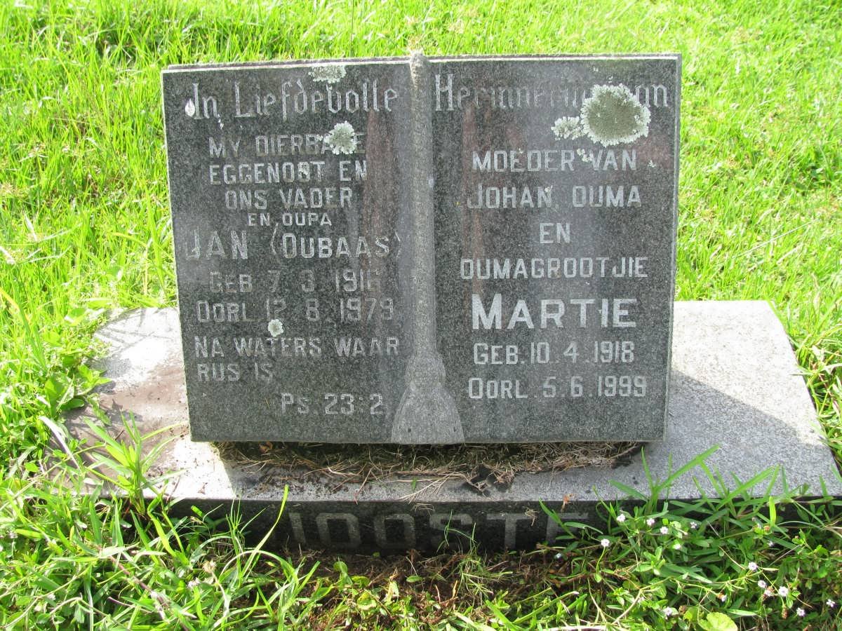 JOOSTE Jan 1911-1973 &amp; Martie 1918-1999