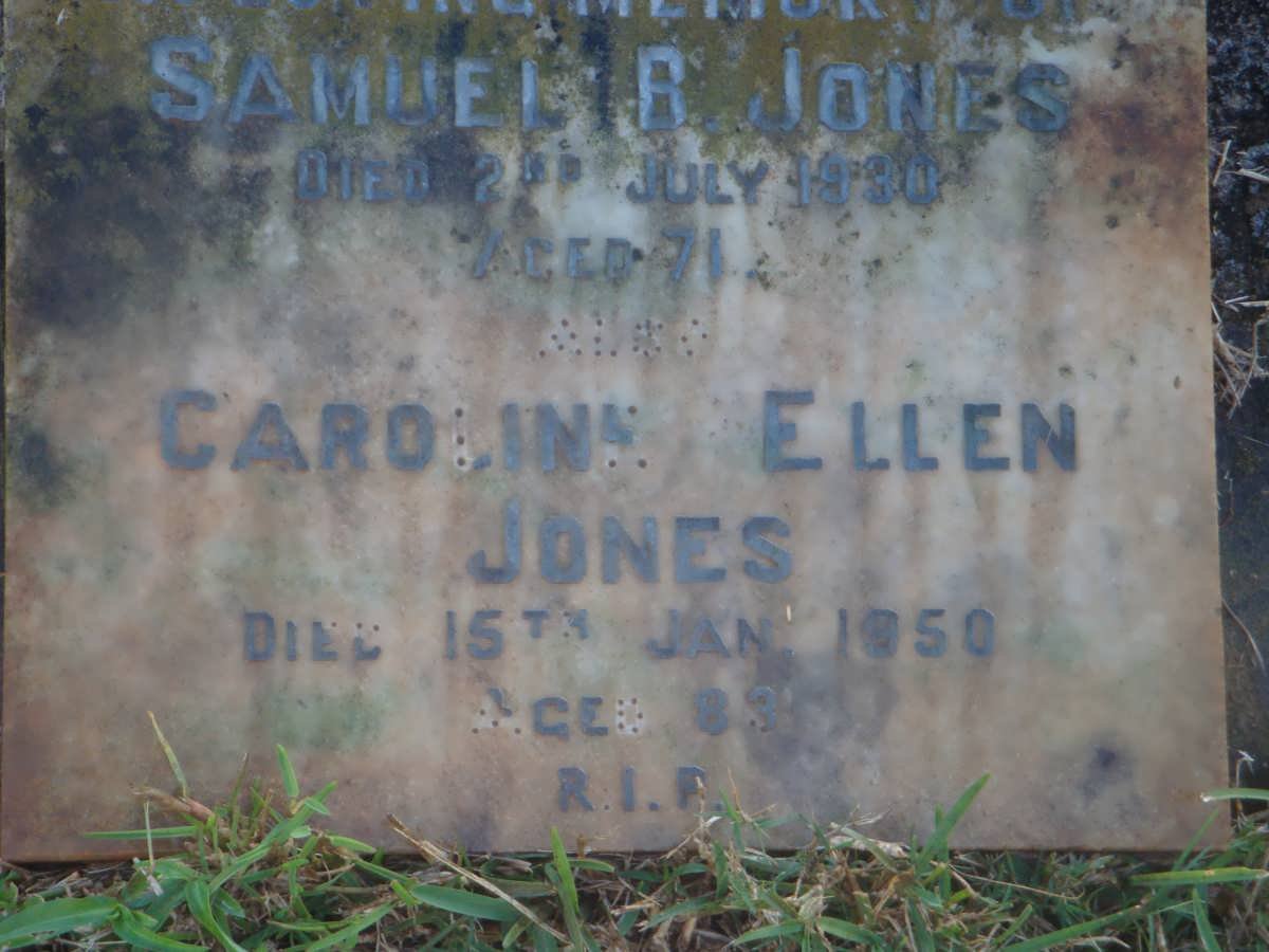 JONES Samuel B. -1930 &amp; Caroline Ellen -1950