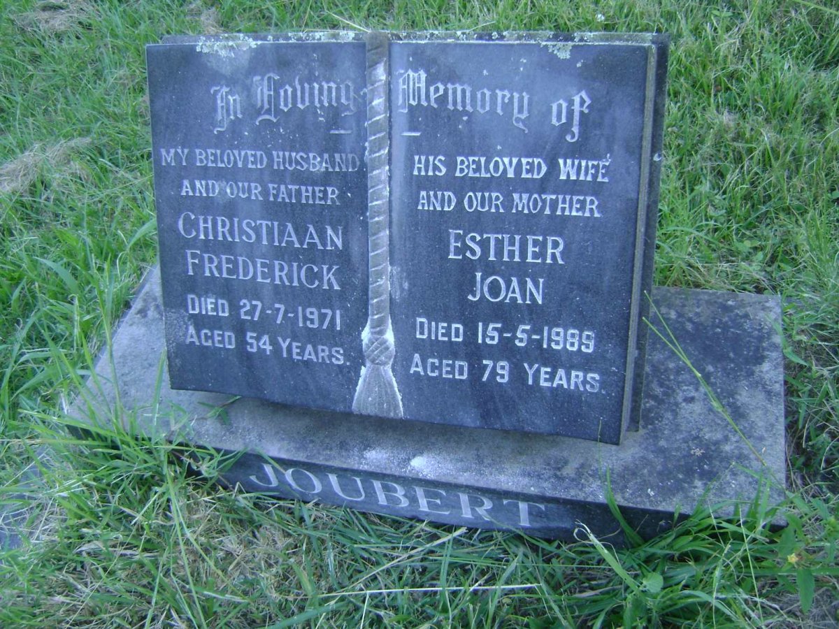 JOUBERT Christiaan Frederick -1971 &amp; Esther Joan -1989